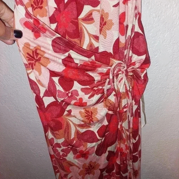 NWT Free People Dress Mimi Printed Floral Tropical Midi Cinch Slit Size Small - Picture 6 of 9